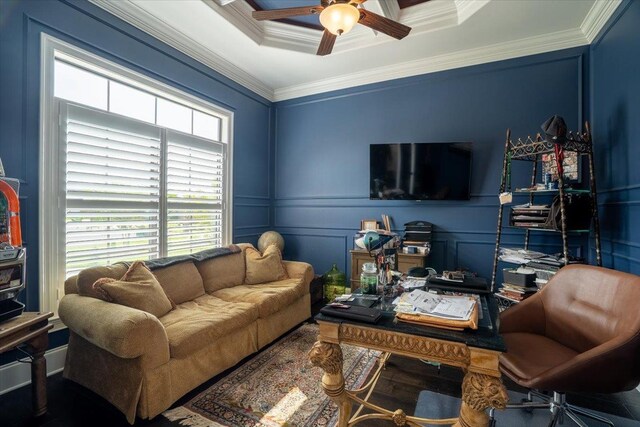 6476 Tracy Ln, Tallahassee, FL 32309 - mudroom with crown molding and a ceiling fan