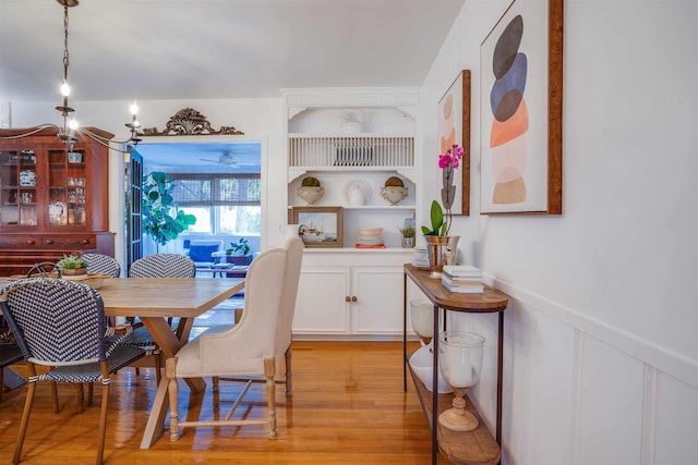 dining area with light wood-type flooring