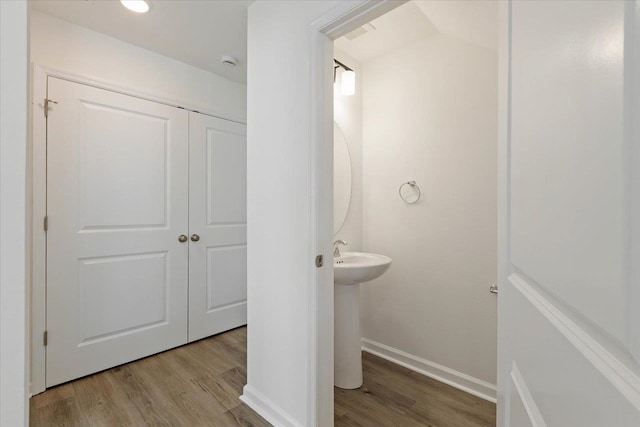 bathroom featuring hardwood / wood-style floors