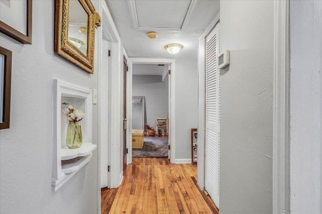 corridor featuring light wood-type flooring