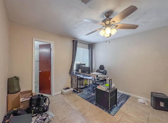 1319 Airport Dr Unit F04, Tallahassee, FL 32304 - office area with a ceiling fan, light tile patterned flooring, and baseboards