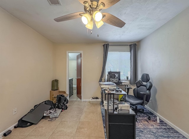 1319 Airport Dr Unit F04, Tallahassee, FL 32304 - office area featuring ceiling fan, baseboards, and light tile patterned floors