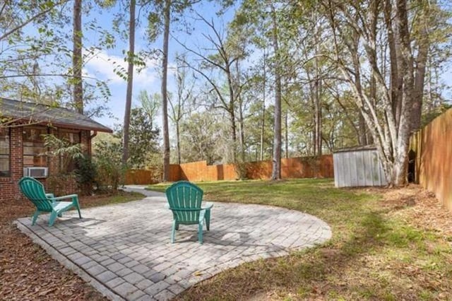 view of yard featuring a patio area and a fenced backyard