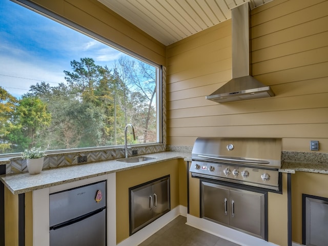 view of patio / terrace with area for grilling, grilling area, and sink