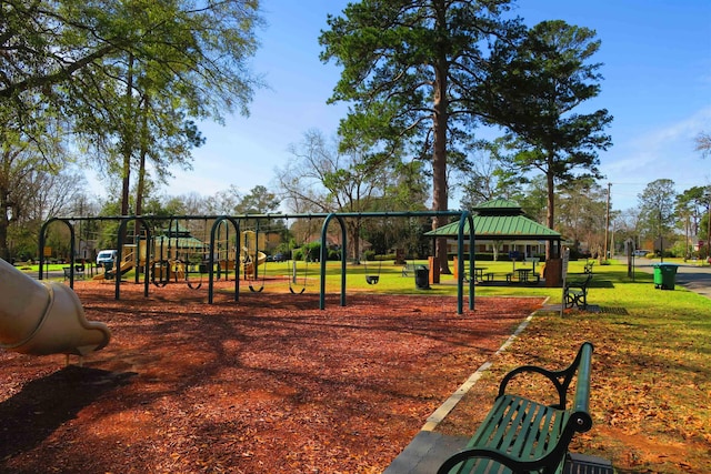 view of playground with a gazebo