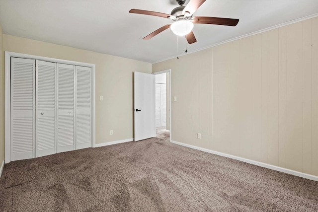 2521 Harriman Cir, Tallahassee, FL 32308 - unfurnished bedroom with carpet flooring, a closet, and ceiling fan