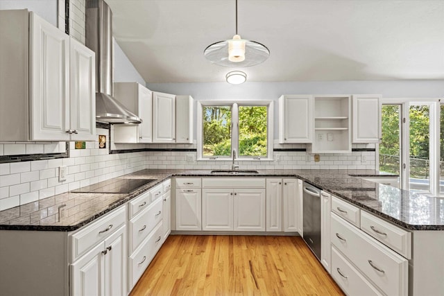 2521 Harriman Cir, Tallahassee, FL 32308 - kitchen featuring black electric cooktop, healthy amount of natural light, stainless steel dishwasher, and open shelves
