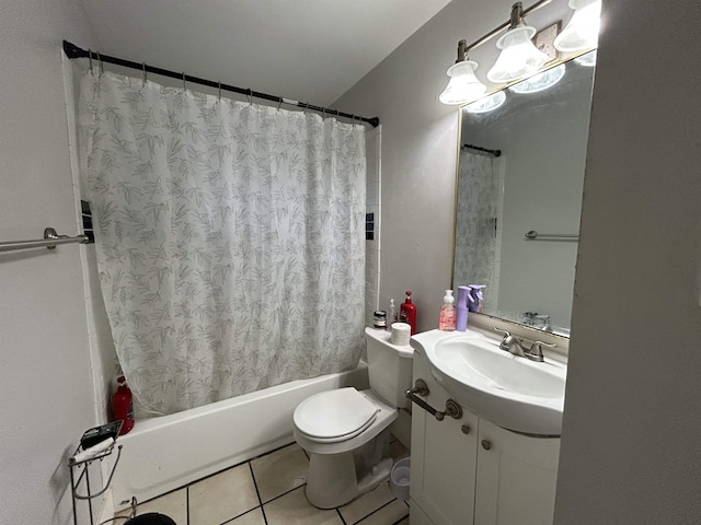 1518 Mabry St, Tallahassee, FL 32310 - bathroom with vanity, tile patterned flooring, toilet, and shower / bath combination with curtain