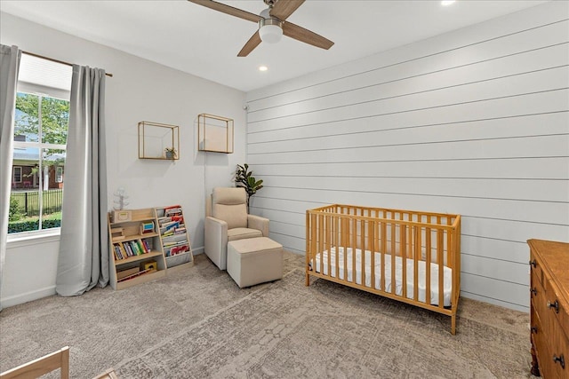 3256 Whitman Way, Tallahassee, FL 32311 - carpeted bedroom with multiple windows, a nursery area, recessed lighting, and a ceiling fan