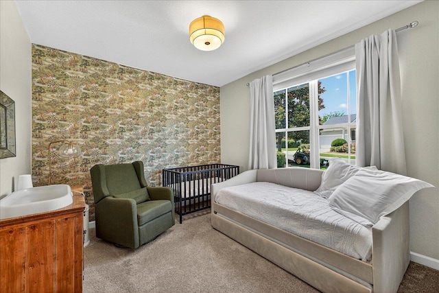 3256 Whitman Way, Tallahassee, FL 32311 - bedroom featuring an accent wall, carpet floors, and wallpapered walls