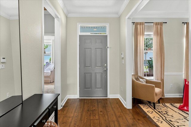 3256 Whitman Way, Tallahassee, FL 32311 - entrance foyer with crown molding and dark wood-style flooring