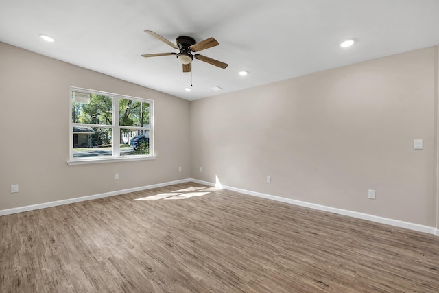 1618 Mayhew St, Tallahassee, FL 32304 - empty room with baseboards, a ceiling fan, light wood-style floors, and visible vents