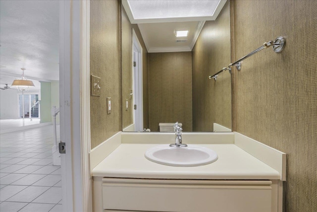 1816 Atlantis Pl, Tallahassee, FL 32303 - bathroom featuring tile patterned floors, vanity, and crown molding