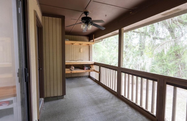 balcony with ceiling fan