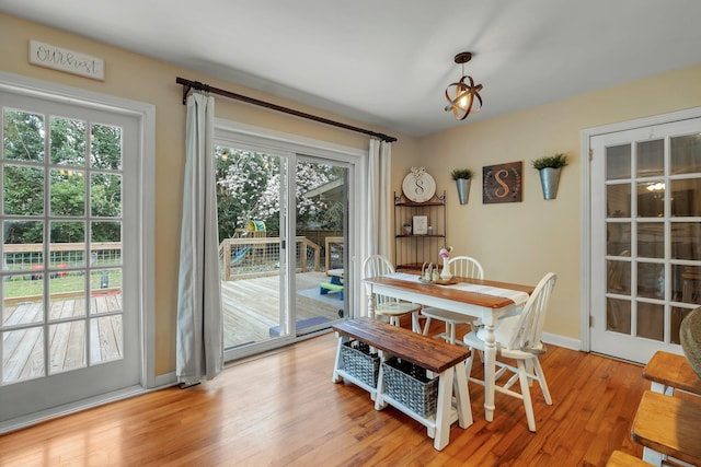 dining room with light hardwood / wood-style flooring