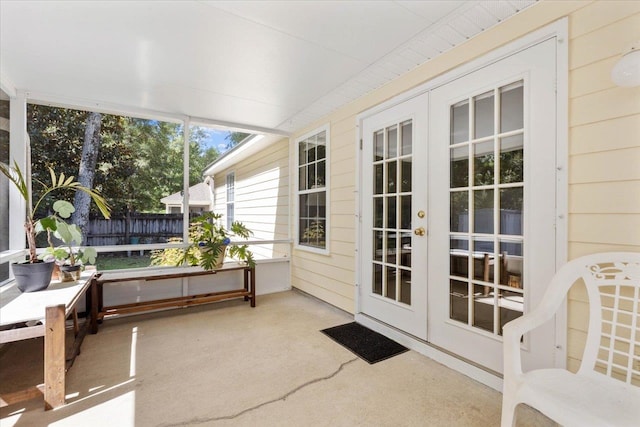 sunroom with french doors