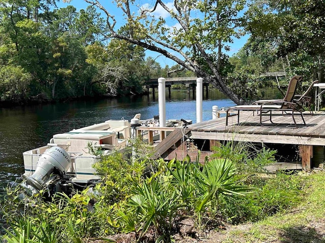 dock area featuring a water view