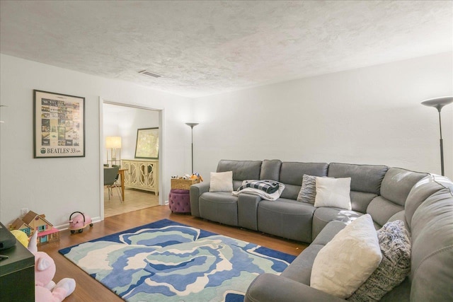 3822 Leane Dr, Tallahassee, FL 32309 - living room featuring wood finished floors, a textured ceiling, and baseboards