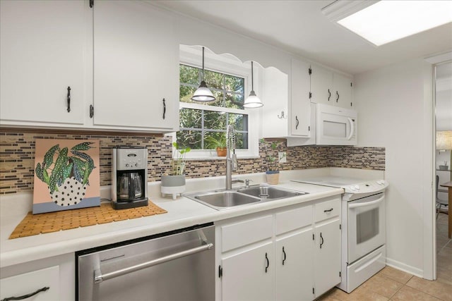 3822 Leane Dr, Tallahassee, FL 32309 - kitchen with white appliances, a sink, light countertops, and white cabinetry