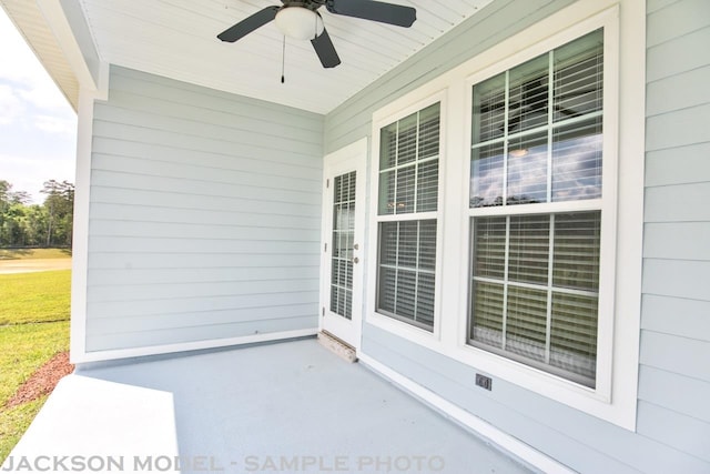 view of patio with ceiling fan