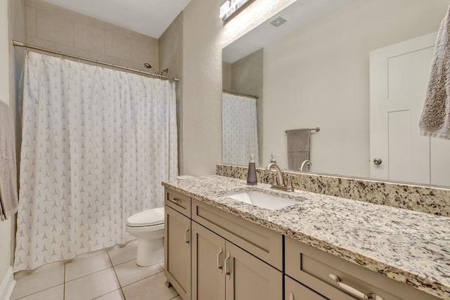 323 Carr Ln, Tallahassee, FL 32312 - bathroom featuring tile patterned flooring, toilet, vanity, and curtained shower