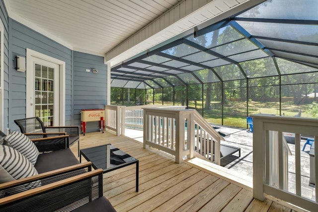 323 Carr Ln, Tallahassee, FL 32312 - deck featuring an outdoor hangout area and glass enclosure