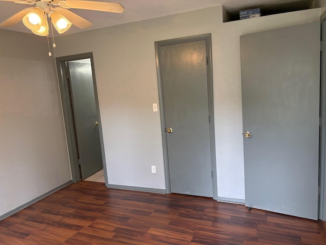 2020 Continental Ave Unit 120, Tallahassee, FL 32304 - unfurnished bedroom with wood finished floors and a ceiling fan