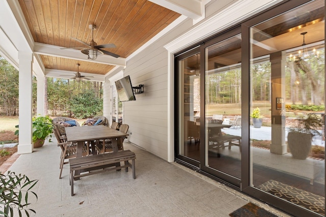 view of patio / terrace featuring ceiling fan