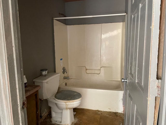full bathroom featuring tile patterned flooring, vanity, toilet, and bathtub / shower combination