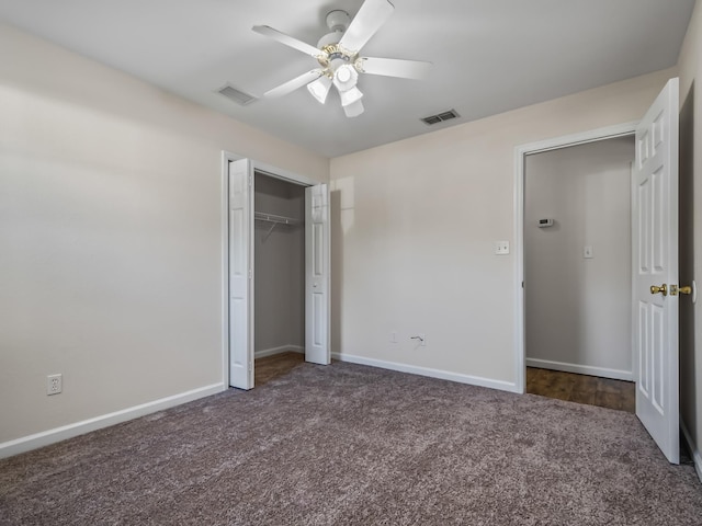 1 Black Foot Rd, Crawfordville, FL 32327 - unfurnished bedroom featuring carpet, a closet, and ceiling fan