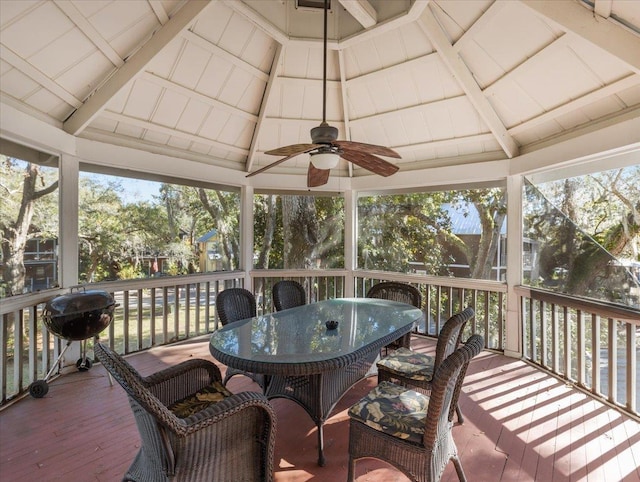 233 NE Maggie Cir, Steinhatchee, FL 32359 - sunroom / solarium featuring a ceiling fan and outdoor dining space