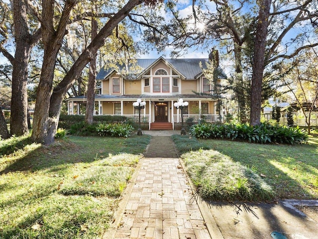 233 NE Maggie Cir, Steinhatchee, FL 32359 - victorian-style house with a porch and a front lawn