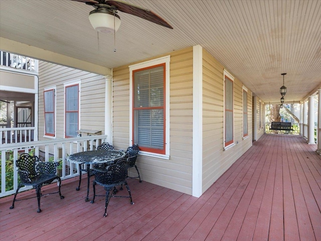 233 NE Maggie Cir, Steinhatchee, FL 32359 - wooden terrace featuring a ceiling fan
