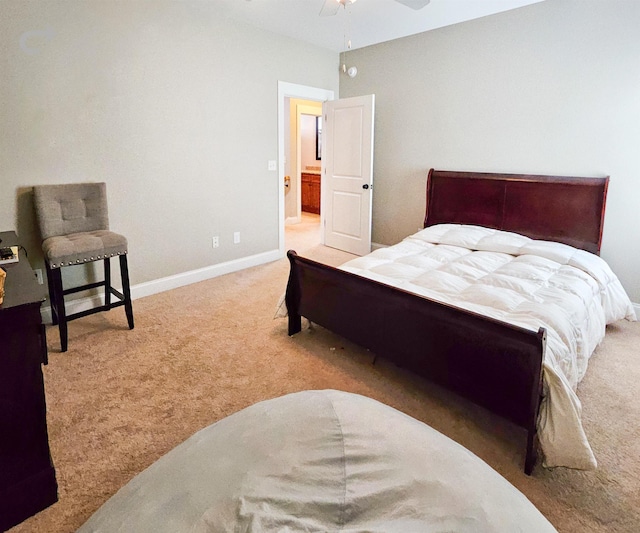 bedroom with carpet flooring and ceiling fan