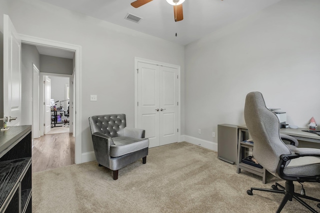 3325 Mariana Oaks Dr, Tallahassee, FL 32311 - office area with carpet floors and a ceiling fan