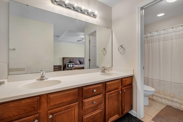 1320 Hendrix Rd Unit 403, Tallahassee, FL 32301 - bathroom with ensuite bath, tile patterned floors, double vanity, and a shower with shower curtain