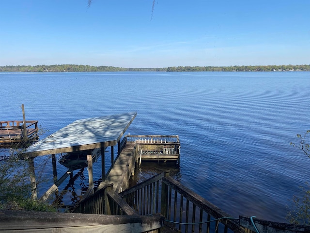 view of dock featuring a water view