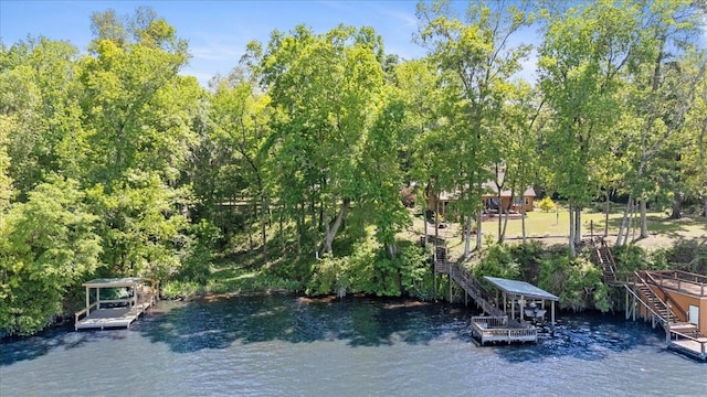 water view with a dock