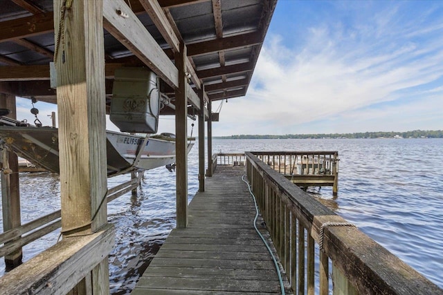 view of dock featuring a water view