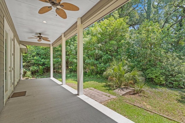 view of patio with ceiling fan