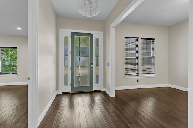 entrance foyer featuring dark hardwood / wood-style flooring