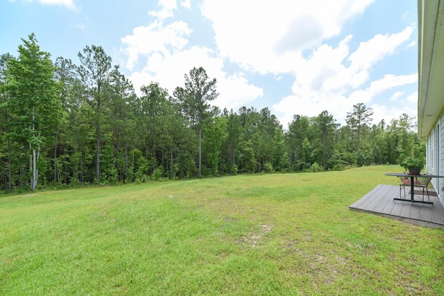 359 Mae Cato Dr, Midway, FL 32343 - view of green lawn featuring a wooden deck and a forest view