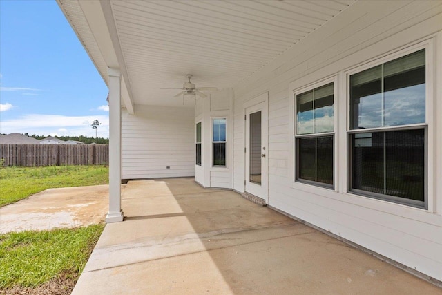 view of patio / terrace with ceiling fan