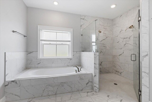 bathroom with plus walk in shower