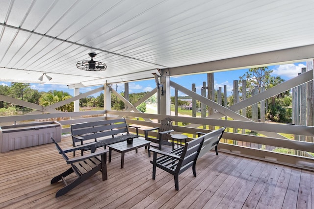 22 Lighthouse Pt, Crawfordville, FL 32327 - wooden deck with a hot tub