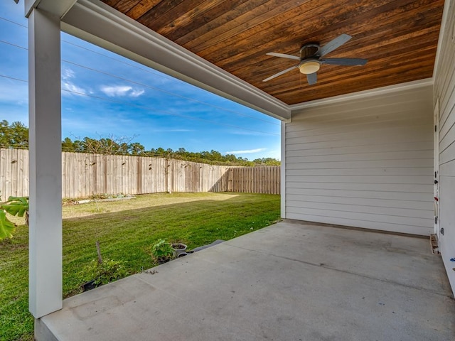 2288 Wabash Trl, Tallahassee, FL 32303 - fenced backyard with ceiling fan and a patio