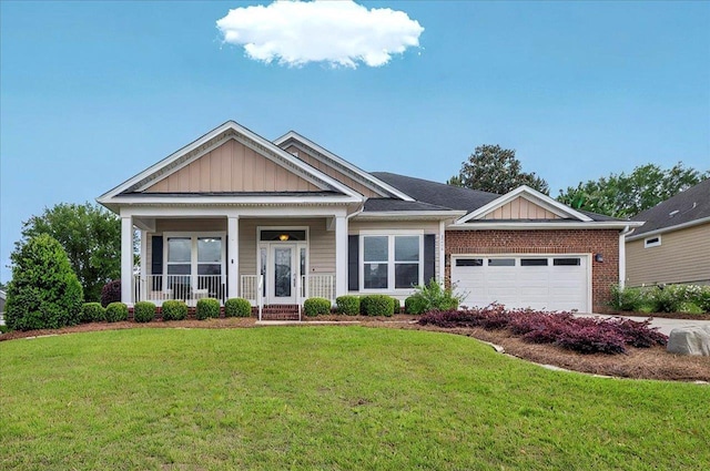 2547 Bennits Mill Way, Tallahassee, FL 32312 - craftsman house featuring board and batten siding, brick siding, an attached garage, and a front lawn
