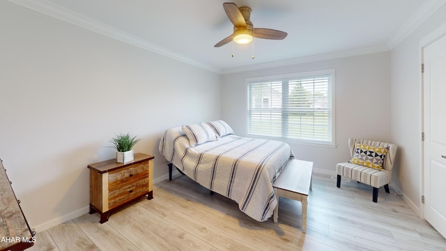 316 Goss Dr, Hollidaysburg, PA 16648 - bedroom featuring crown molding, light wood-style floors, baseboards, and a ceiling fan
