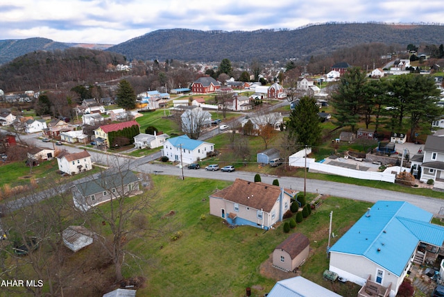 aerial view with a mountain view