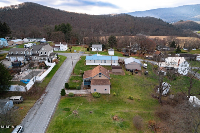 drone / aerial view with a mountain view